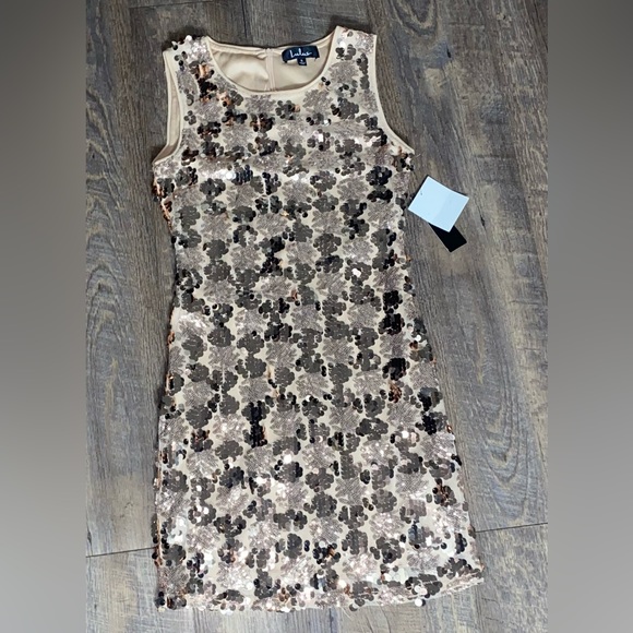 NWT Lulus Cheers Rose Gold Sequin Sleeveless Bodycon Dress size small - Picture 4 of 9